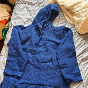Blue loose knitted hoodie